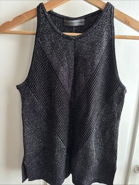 Anthropologie Sparkle Knit Black Silver Tank Top